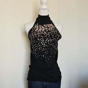 Black and Gold Halter Top